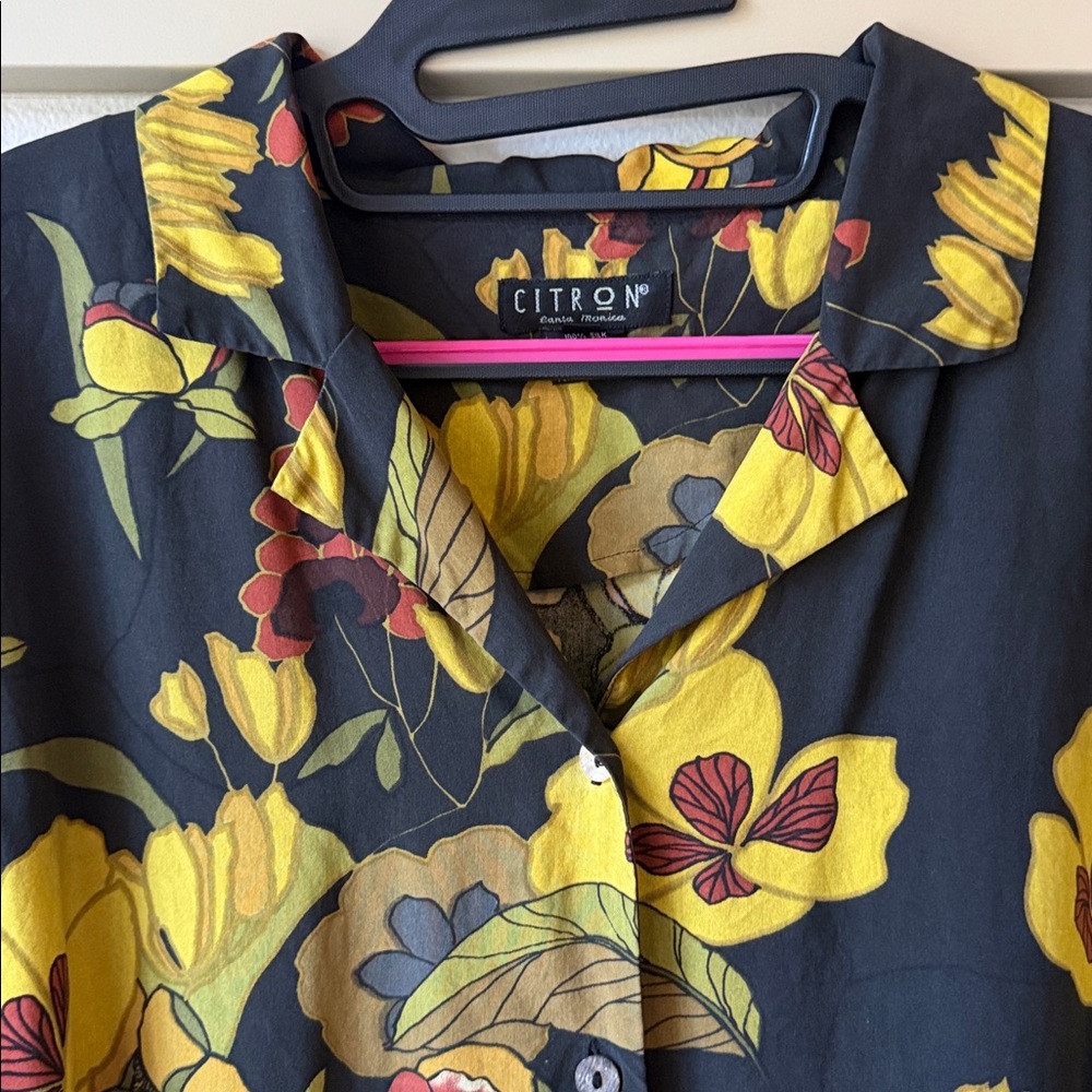 Citron Black Floral Button Down Shirt - Picture 2 of 6